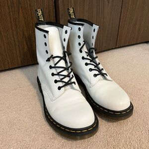 Dr. Martens White Leather Lace Up Boots
